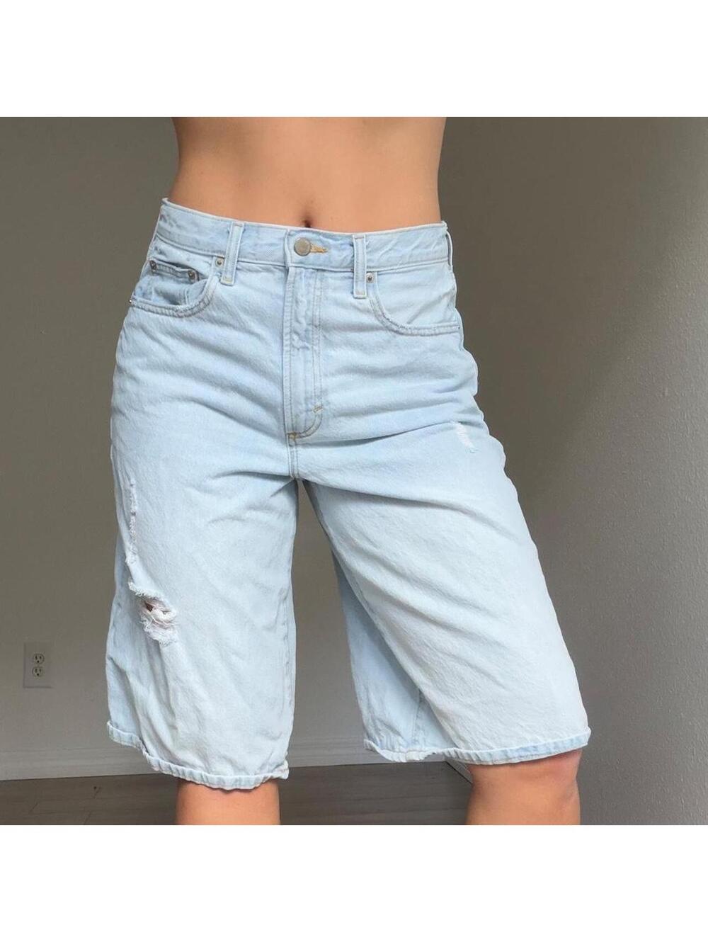 DISTRESSED DENIM SHORTS
